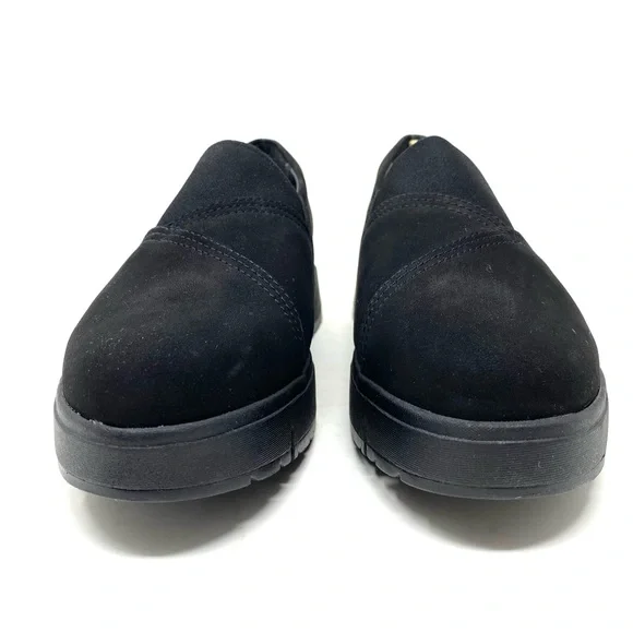 Clarks Loriini West Slip-On Wedge Shoes Wide Black Nubuck Comfort NIB - Picture 3 of 8